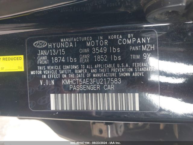 KMHCT5AE3FU217583 Hyundai ACCENT GS