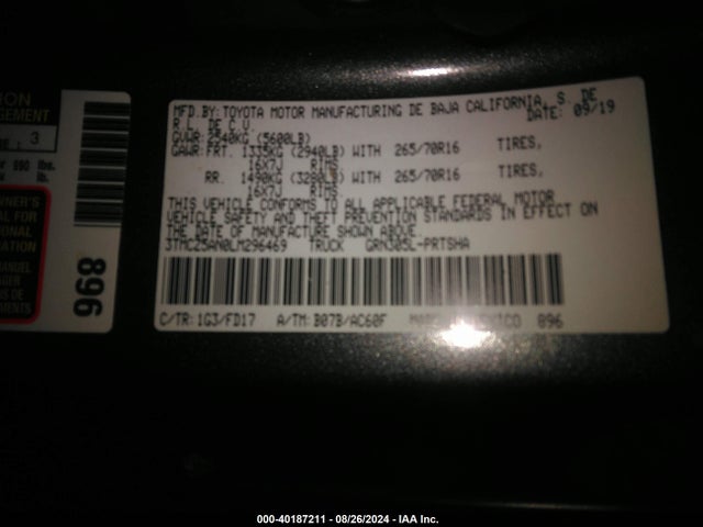 3TMCZ5AN0LM296469 Toyota Tacoma Trd Off-road