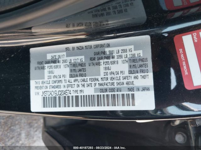 JM3TCACY9J0204574 Mazda Cx-9 Touring