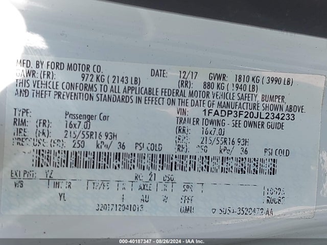 Ford FOCUS SE 2018 1FADP3F20JL234233 Image 9