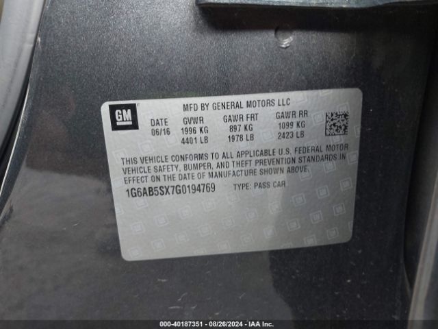 1G6AB5SX7G0194769 Cadillac Ats Luxury Collection