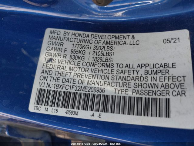 19XFC1F32ME209956 Honda CIVIC EX