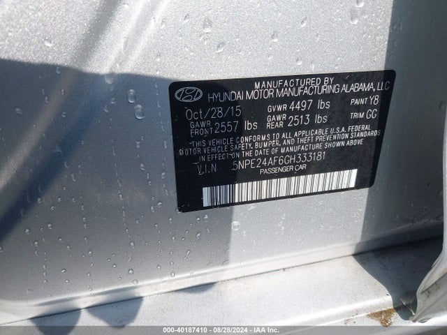 Hyundai SONATA SE 2016 5NPE24AF6GH333181 Image 9