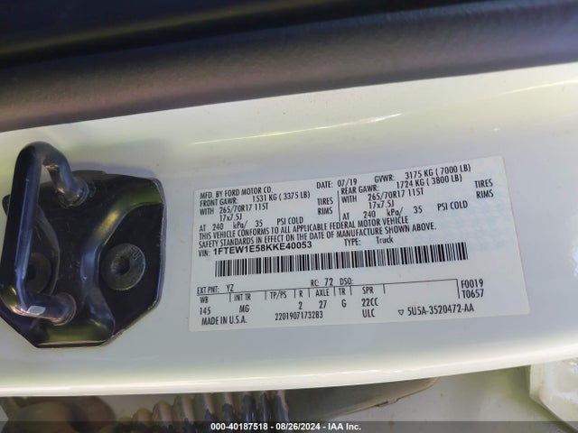 Ford F-150 Xlt 2019 1FTEW1E58KKE40053 Image 9