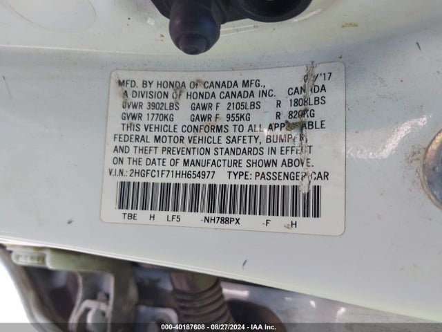 Honda Civic Ex-l 2017 2HGFC1F71HH654977 Image 9