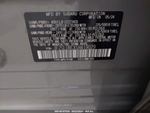 JF2SLDRCXSH419029 Subaru Forester Limited