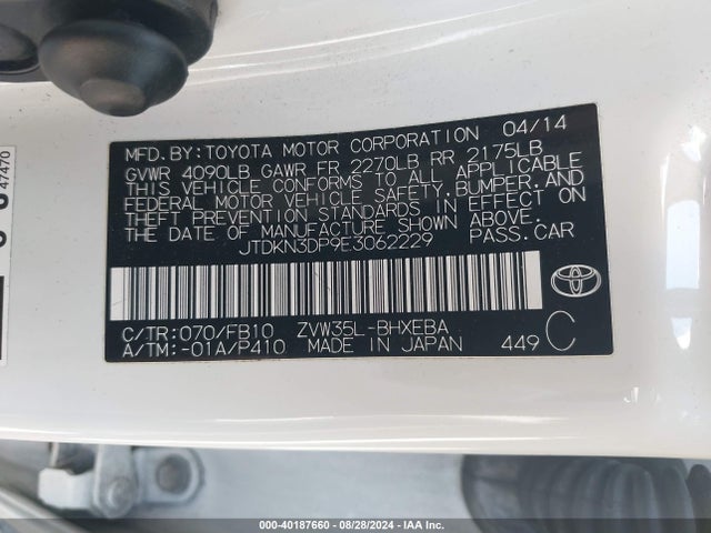 JTDKN3DP9E3062229 Toyota PRIUS PLUG-IN