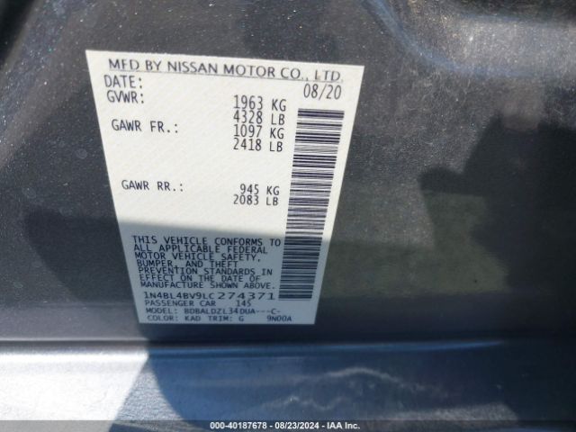 1N4BL4BV9LC274371 Nissan Altima S Fwd