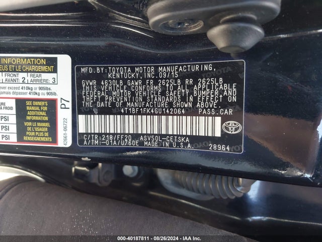 Toyota CAMRY SE 2016 4T1BF1FK4GU142064 Image 9