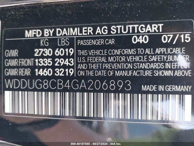WDDUG8CB4GA206893 Mercedes-Benz S 550