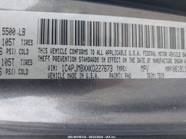 1C4PJMBXXKD227673 Jeep Cherokee Trailhawk 4x4