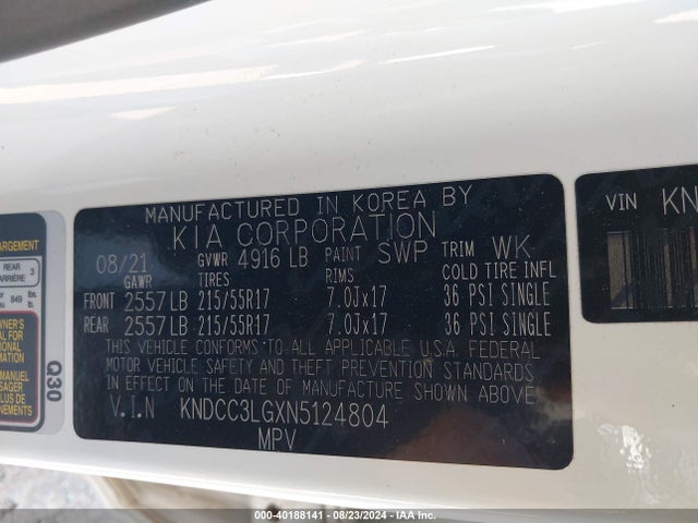 KIA Niro Ev Ex 2022 KNDCC3LGXN5124804 Image 9