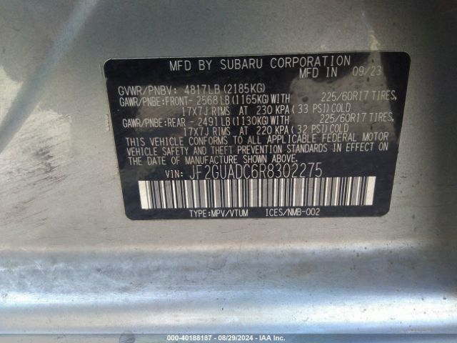 JF2GUADC6R8302275 Subaru Crosstrek Premium