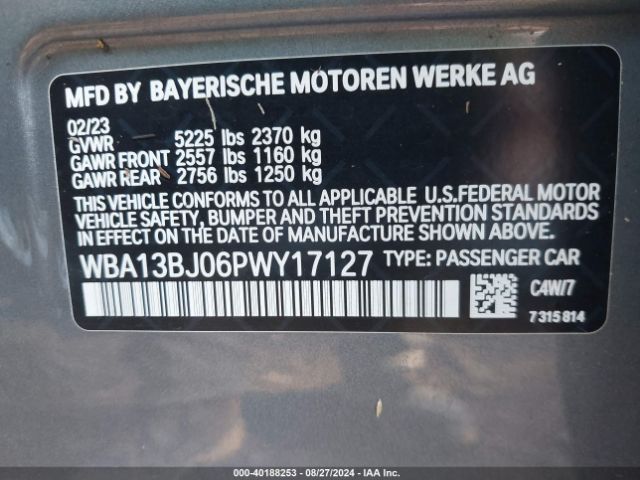WBA13BJ06PWY17127 BMW 530 I Xdrive