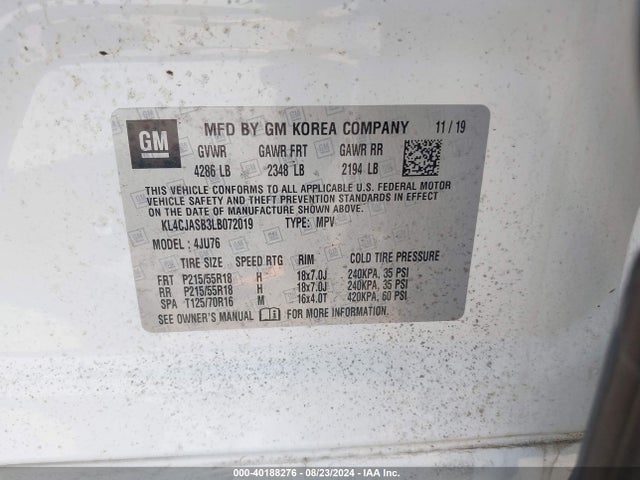 KL4CJASB3LB072019 Buick Encore Fwd Preferred