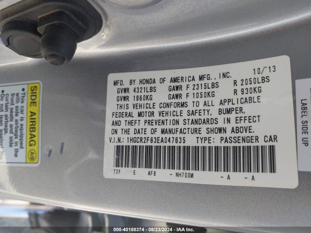 Honda Accord Ex-l 2014 1HGCR2F83EA047635 Image 9