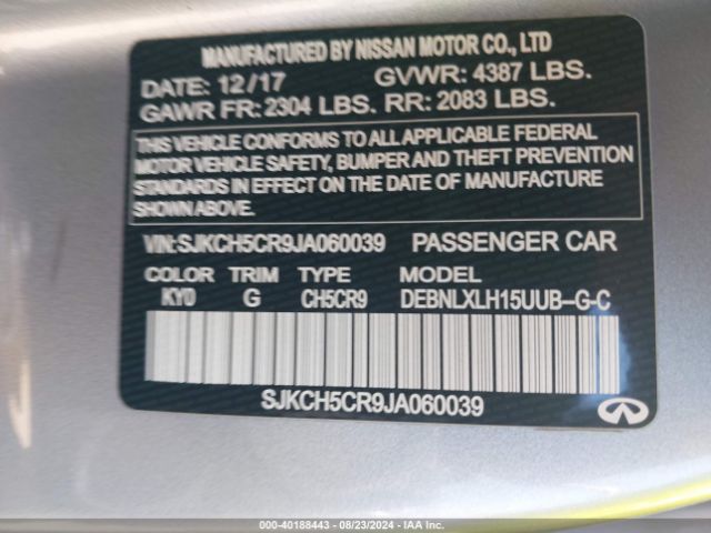 SJKCH5CR9JA060039 Infiniti Qx30 Luxury