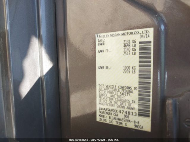 1N4AA5AP0EC474813 Nissan Maxima 3.5 Sv