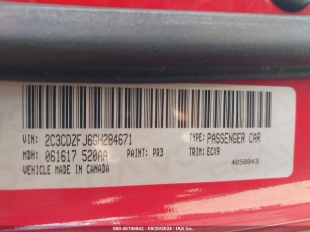 2C3CDZFJ6GH284671 Dodge Challenger 392 Hemi Scat Pack Shaker