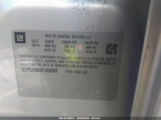 1G1PC5SB0E7452863 Chevrolet Cruze 1lt Auto