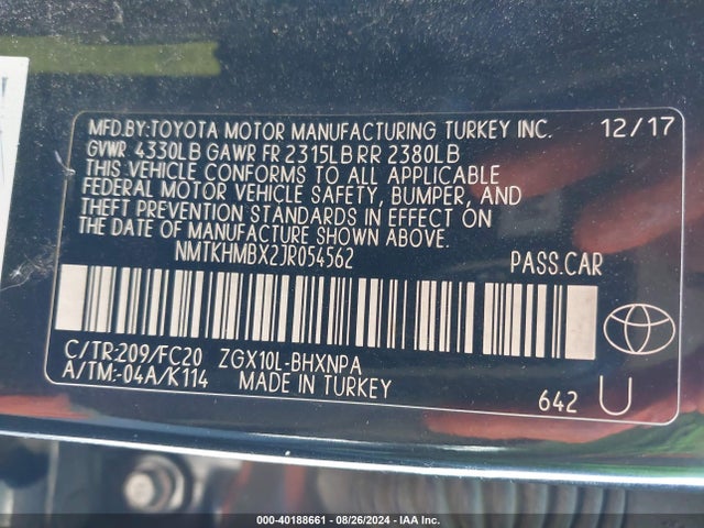 Toyota C-HR XLE 2018 NMTKHMBX2JR054562 Image 9