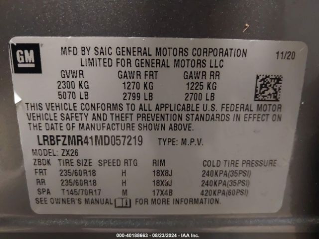 LRBFZMR41MD057219 Buick Envision Awd Preferred