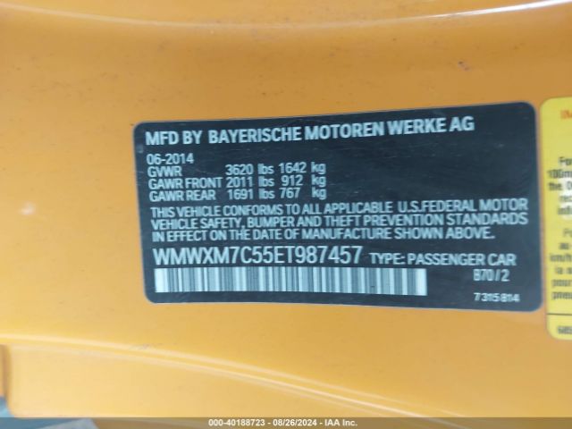 WMWXM7C55ET987457 Mini Hardtop Cooper S