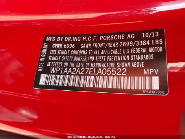 WP1AA2A27ELA05522 Porsche Cayenne