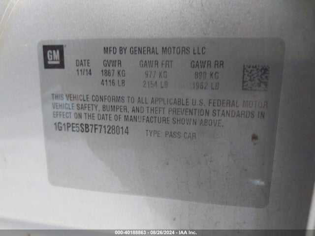 Chevrolet Cruze 2lt Auto 2015 1G1PE5SB7F7128014 Image 9