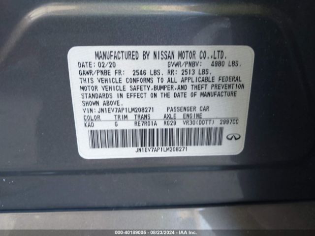 JN1EV7AP1LM208271 Infiniti Q50 LUXE