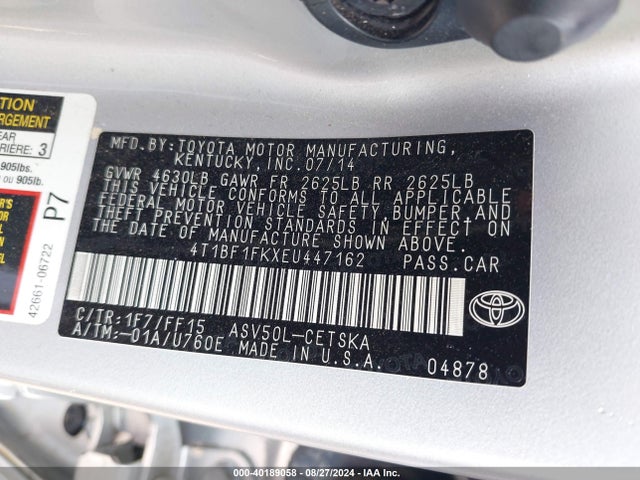 Toyota CAMRY SE 2014 4T1BF1FKXEU447162 Image 9