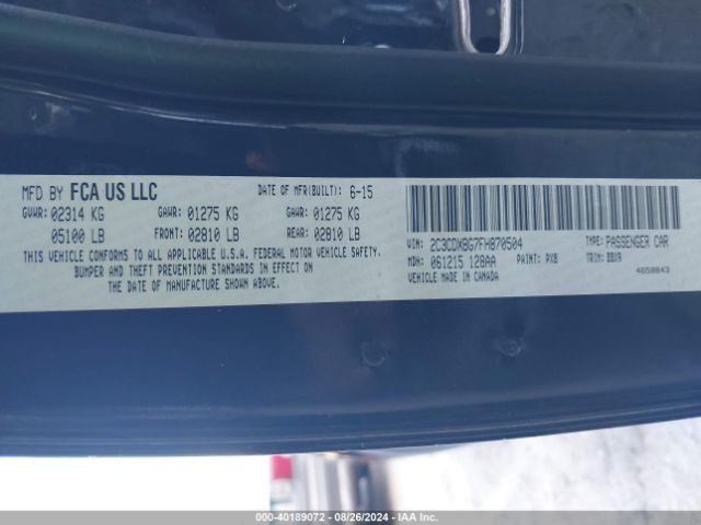 2C3CDXBG7FH870504 Dodge Charger Se