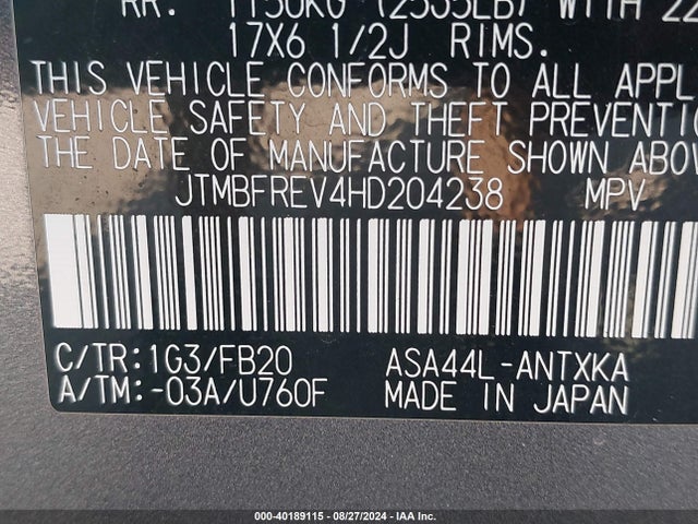 Toyota RAV4 LE 2017 JTMBFREV4HD204238 Image 9