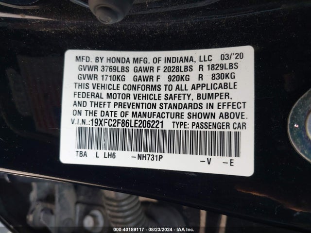 Honda Civic Sport 2020 19XFC2F86LE206221 Image 9