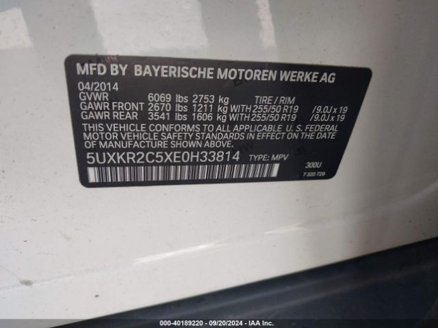 5UXKR2C5XE0H33814 BMW X5 Sdrive35i