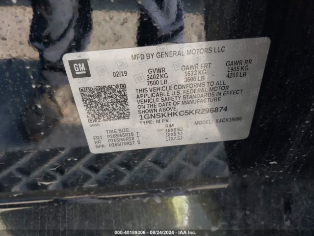 1GNSKHKC5KR296874 Chevrolet Suburban Lt