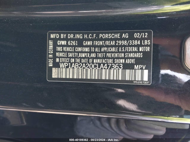 2012 PORSCHE CAYENNE WP1AB2A20CLA47363 Photo 8