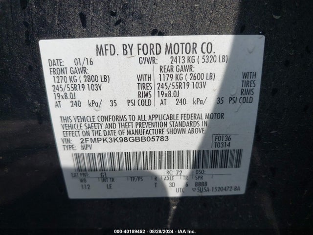 Ford Edge Titanium 2016 2FMPK3K98GBB05783 Image 9