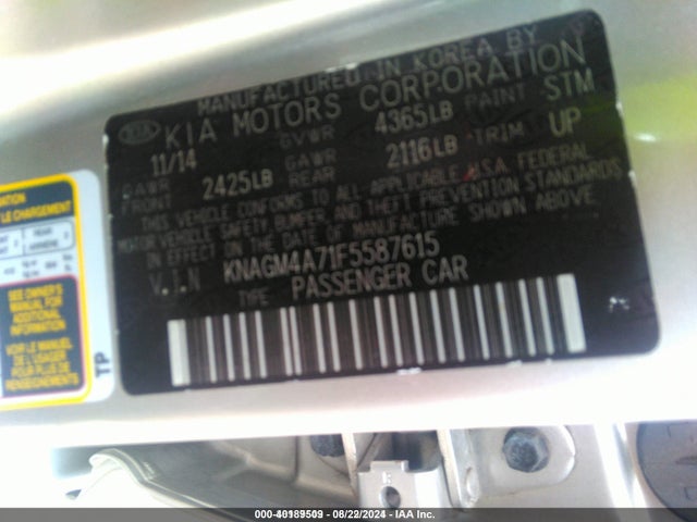 KIA Optima Lx 2015 KNAGM4A71F5587615 Image 9
