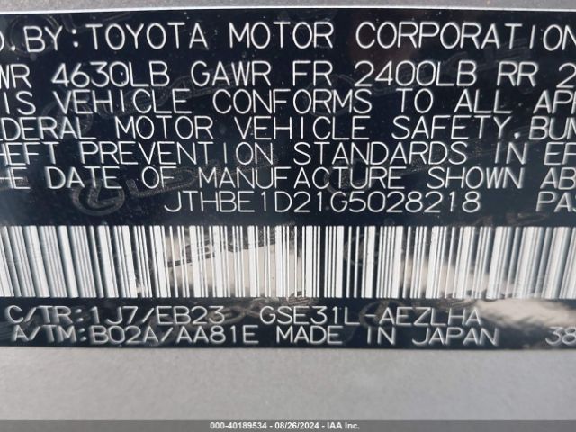 JTHBE1D21G5028218 Lexus IS 350
