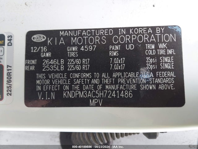 KIA Sportage Lx 2017 KNDPM3AC5H7241486 Image 9