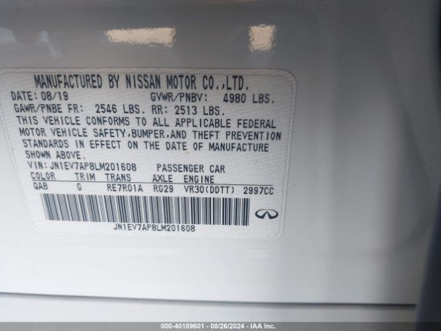 JN1EV7AP8LM201608 Infiniti Q50 LUXE