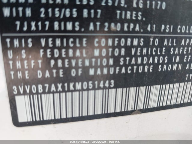 3VV0B7AX1KM051443 Volkswagen Tiguan 2.0t S