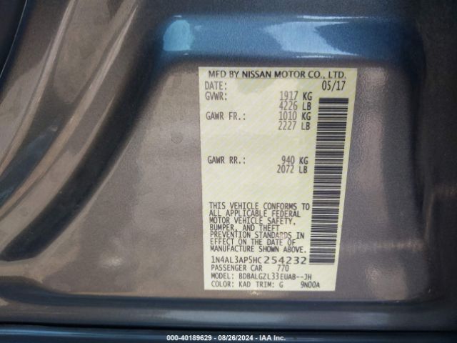 1N4AL3AP5HC254232 Nissan Altima 2.5 S