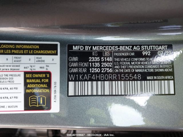 W1KAF4HB0RR155548 Mercedes-Benz C 300