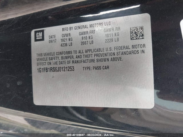 Chevrolet Camaro 1lt 2018 1G1FB1RS6J0121253 Image 9