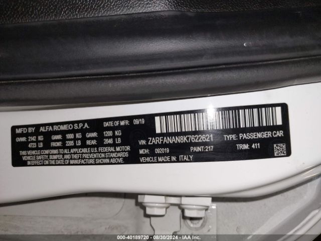 ZARFANAN8K7622621 Alfa Romeo Giulia Awd