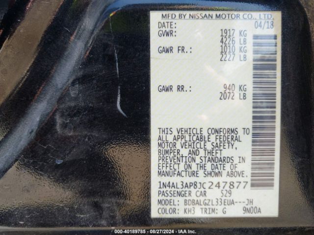 1N4AL3AP8JC247877 Nissan Altima 2.5 S