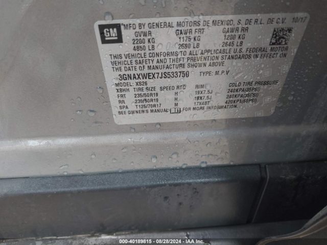 3GNAXWEX7JS533750 Chevrolet Equinox Premier