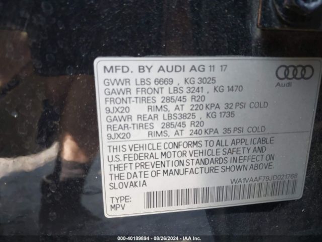 WA1VAAF79JD021768 Audi Q7 3.0t Premium
